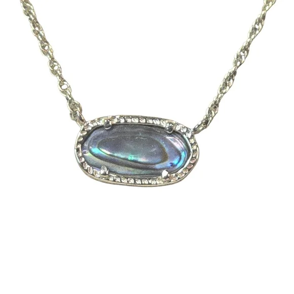 Kendra Scott Necklace Goldtone Multicolor Abalone Shell Pendant Classic Luxury - Picture 2 of 8